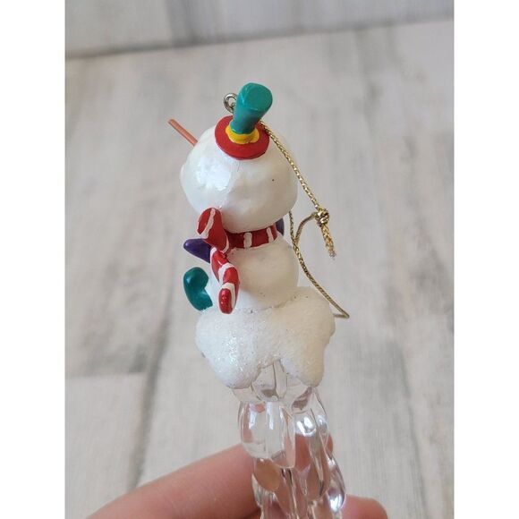 Icicle snowman glitter Top Hat star ornament Xmas decor - Picture 4 of 7